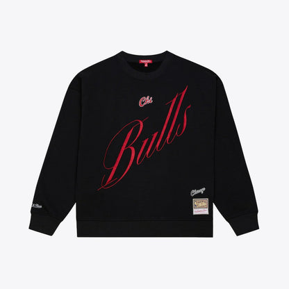 Chicago Bulls Women's Hardwood Classics Script Lightweight Sweatshirt - Black | Mitchell & Ness discount