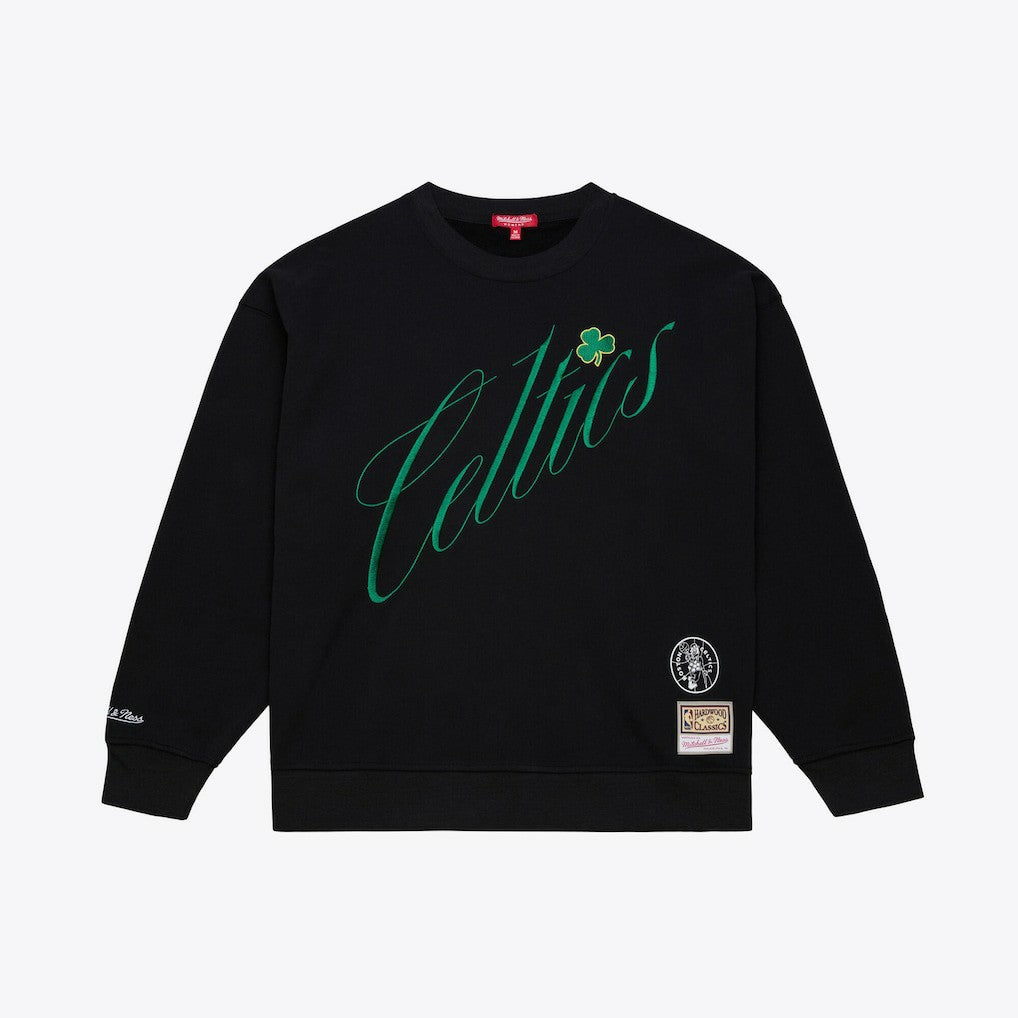 Boston Celtics Women's Hardwood Classics Script Lightweight Sweatshirt - Black | Mitchell & Ness online
