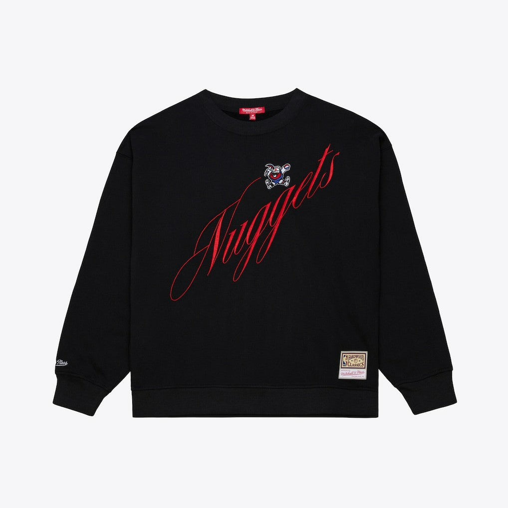 Denver Nuggets Women's Hardwood Classics Script Lightweight Sweatshirt sale - Black | Mitchell & Ness online
