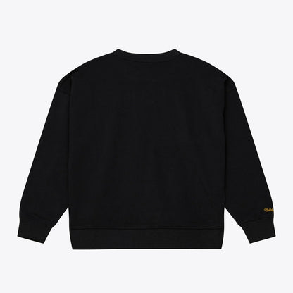 Los Angeles Lakers Women's Hardwood Classics Script Lightweight Sweatshirt - Black | Mitchell & Ness for sale