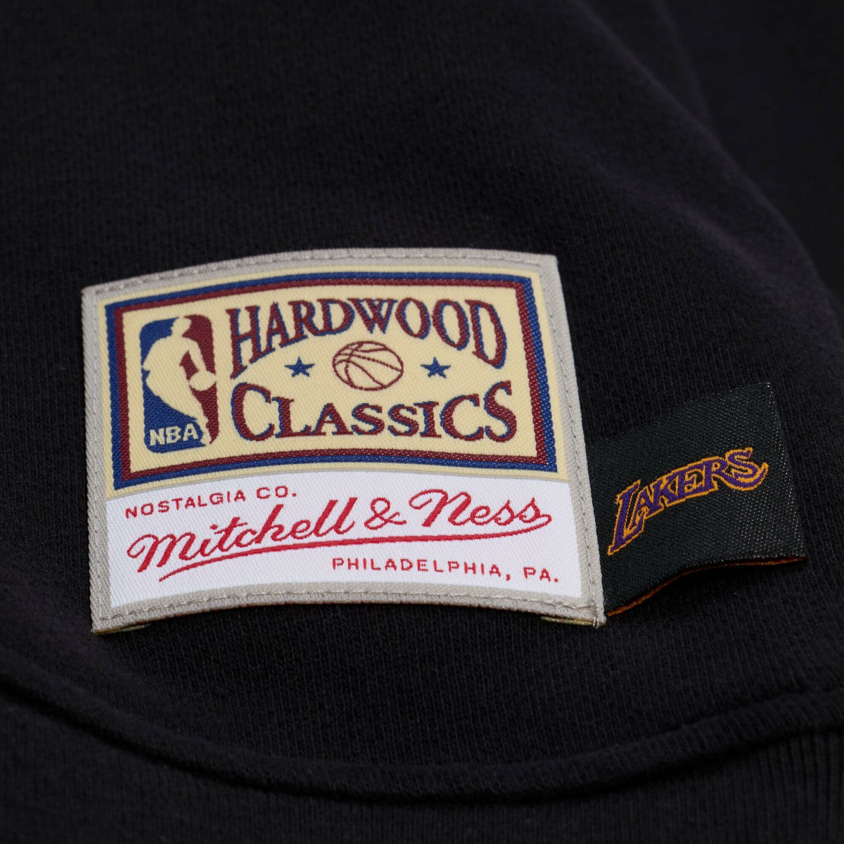 Los Angeles Lakers Women's Hardwood Classics Script Lightweight Sweatshirt - Black | Mitchell & Ness for sale