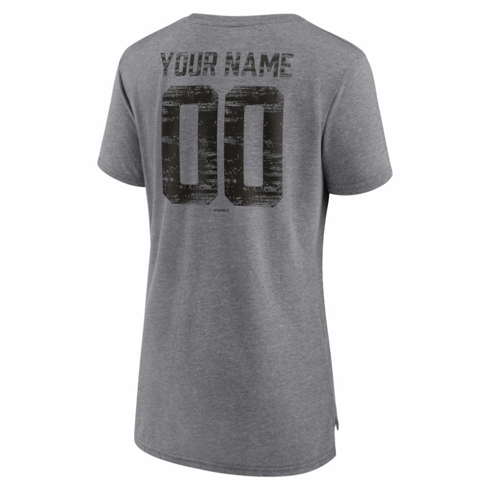 San Francisco Giants Women's Heritage Personalized Any Name & Number Tri-Blend T-Shirt - Gray