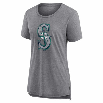 Seattle Mariners Women's Heritage Personalized Any Name & Number Tri-Blend T-Shirt - Gray