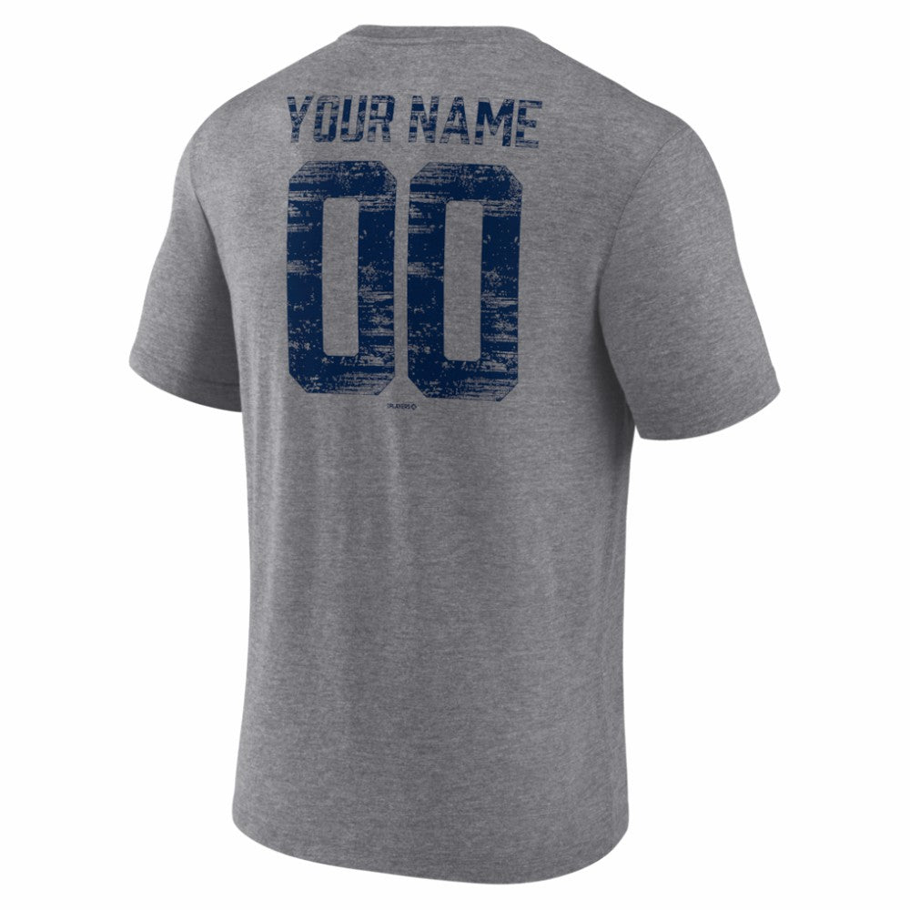 Tampa Bay Rays Heritage Personalized Any Name & Number Tri-Blend T-Shirt - Gray