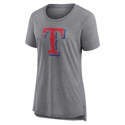Texas Rangers Women's Heritage Personalized Any Name & Number Tri-Blend T-Shirt - Gray