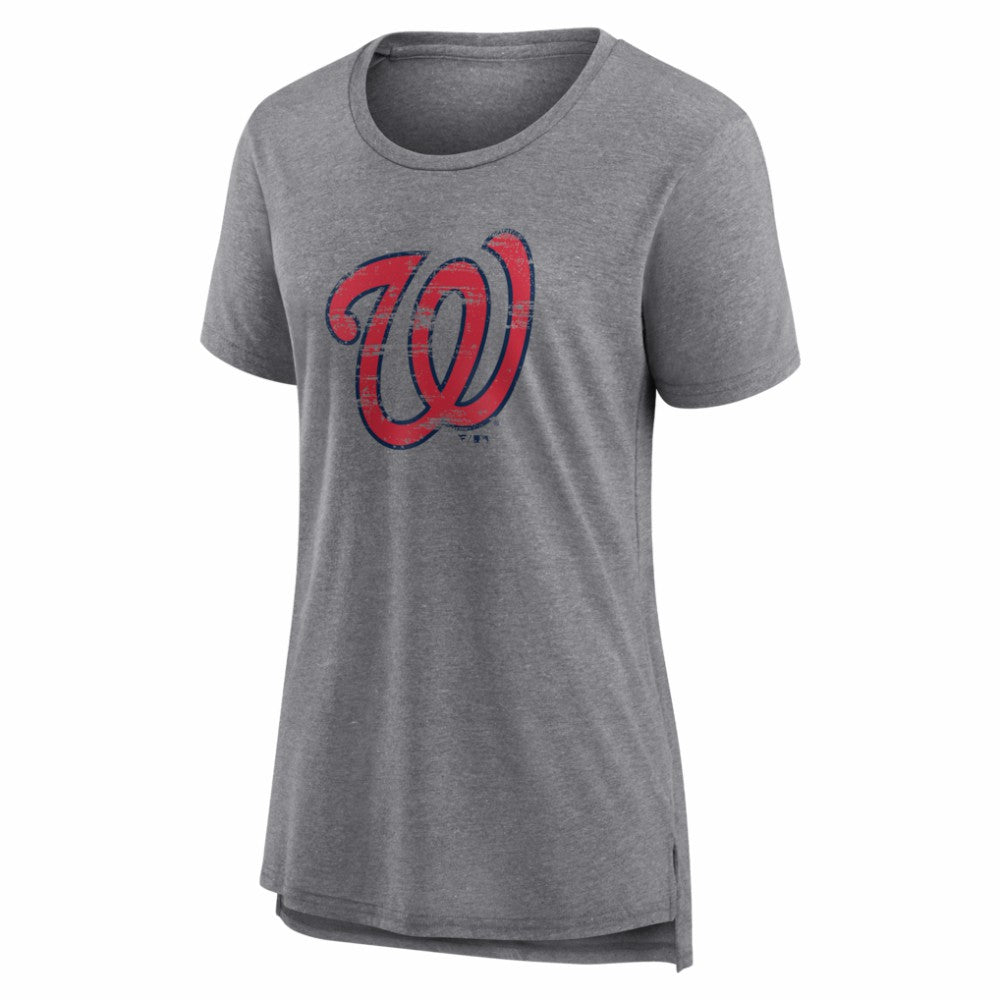Washington Nationals Women's Heritage Personalized Any Name & Number Tri-Blend T-Shirt - Gray