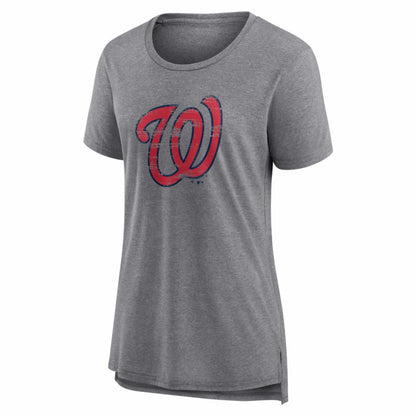 Washington Nationals Women's Heritage Personalized Any Name & Number Tri-Blend T-Shirt - Gray