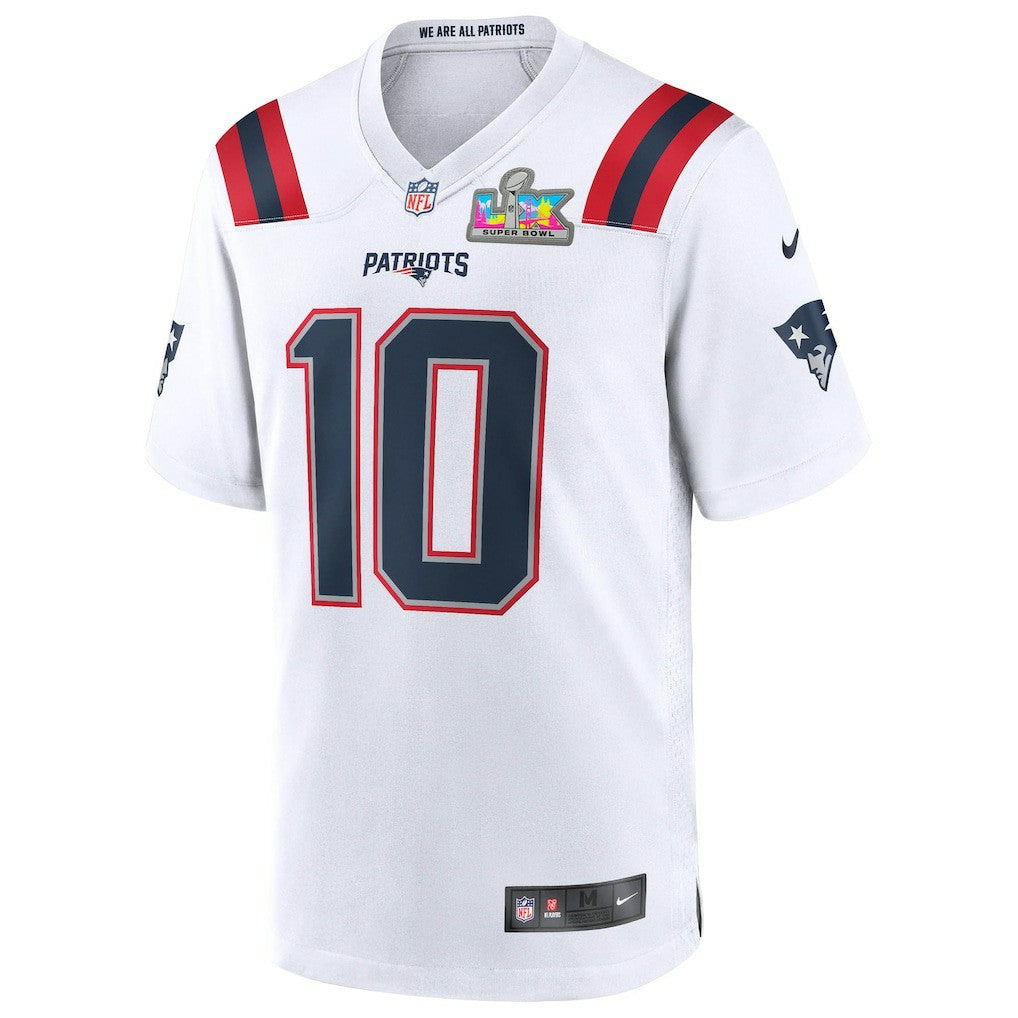 Drake Maye New England Patriots Super Bowl LX Patch Game Jersey - White | Nike for sale
