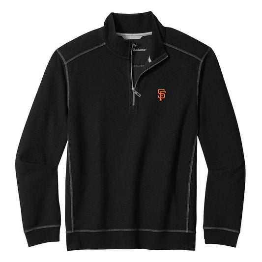 San Francisco Giants Tommy Bahama Montego Bay Half-Zip Sweatshirt - Black