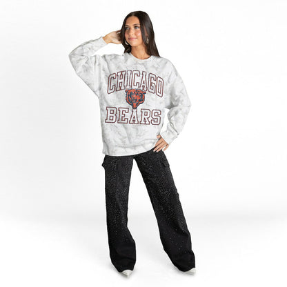 Chicago Bears Gameday Couture Women's Whiteout Oversized Premium Fleece Sweatshirt - Arctic Camo for sale