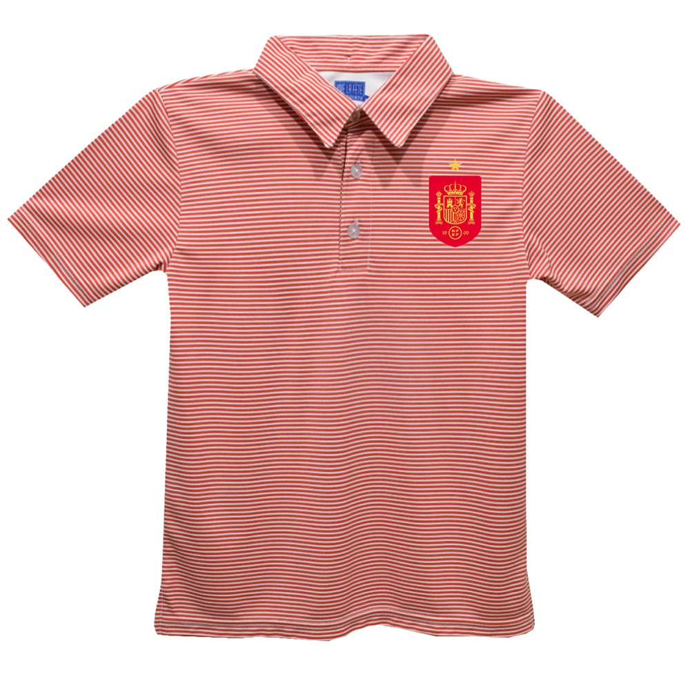 Spain National Team Vive La Fete Youth Pencil Stripe Polo - Red outlet