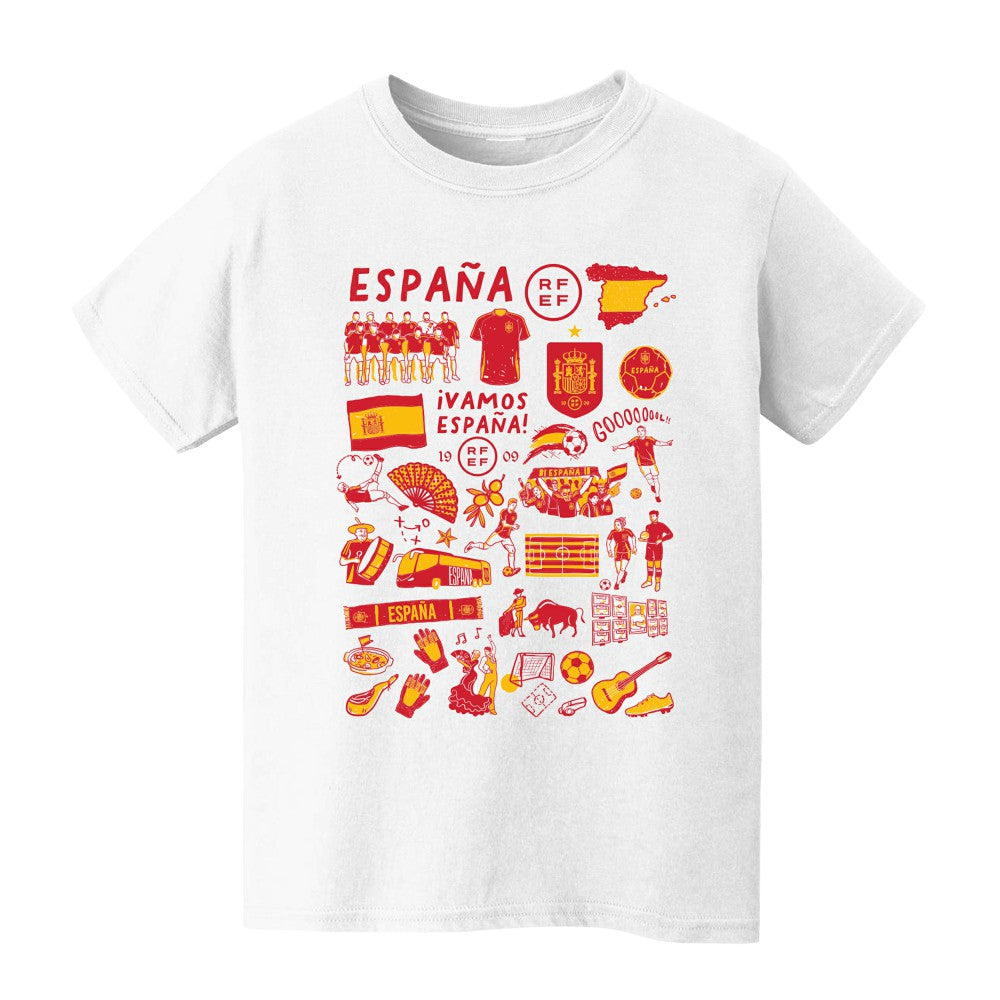 Spain National Team Vive La Fete Youth Impressions Artwork T-Shirt - White for sale