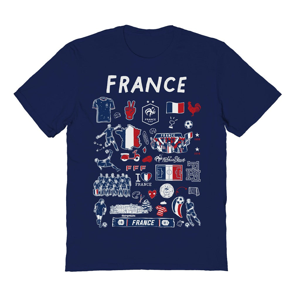 France National Team Vive La Fete Women's Impressions Artwork Fitted T-Shirt - Navy for sale