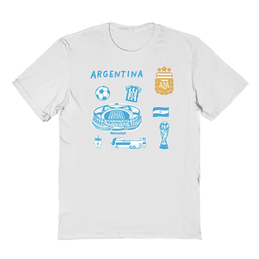 Argentina National Team Vive La Fete Youth Impressions Icons T-Shirt - White shop