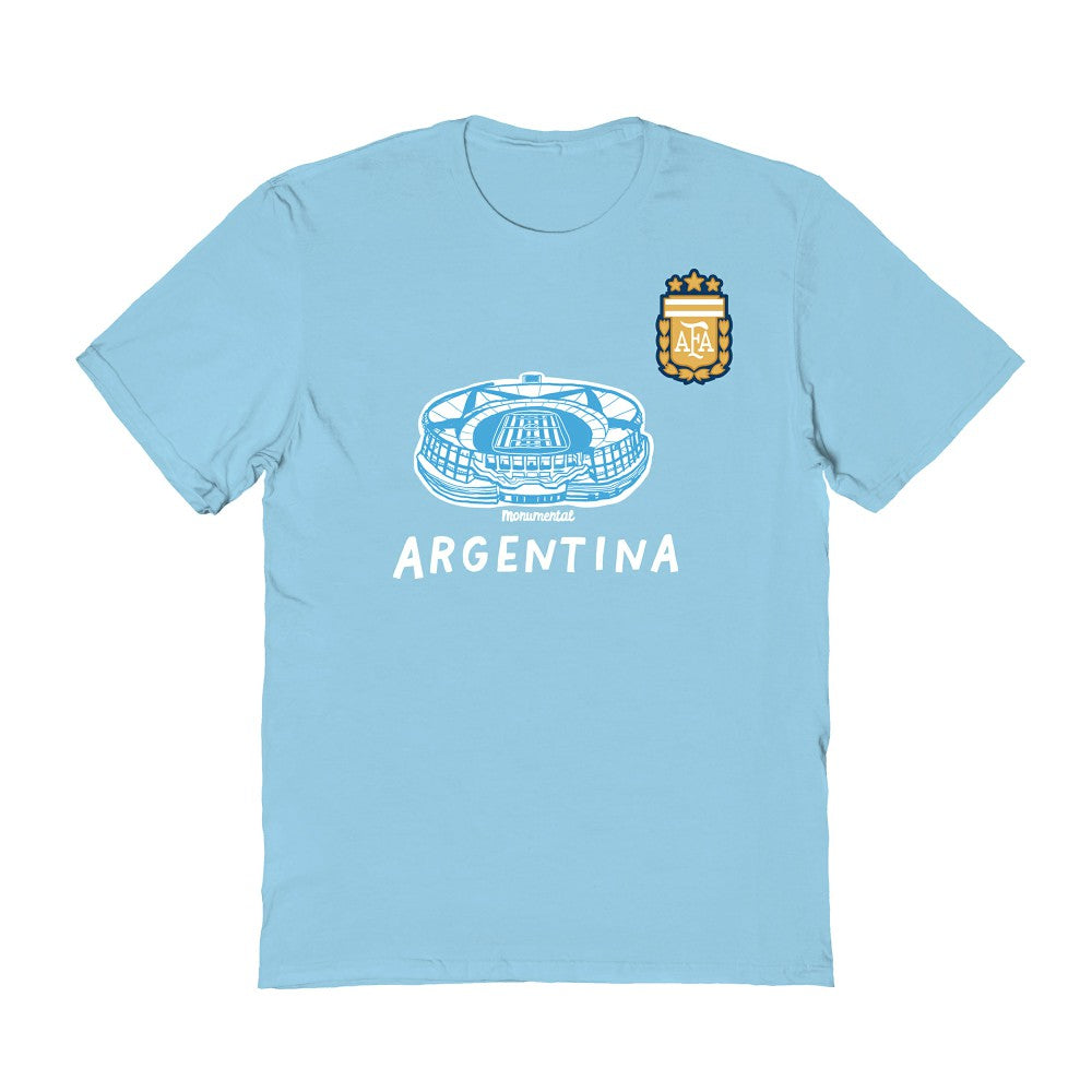 Argentina National Team Vive La Fete Women's Stadium Style T-Shirt - Light Blue discount