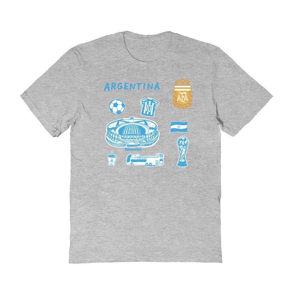 Argentina National Team Vive La Fete Women's Impressions Icons T-Shirt - Gray for sale