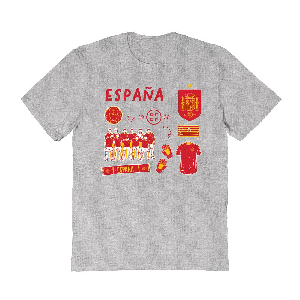 Spain National Team Vive La Fete Women's Impressions Icons T-Shirt - Gray for sale