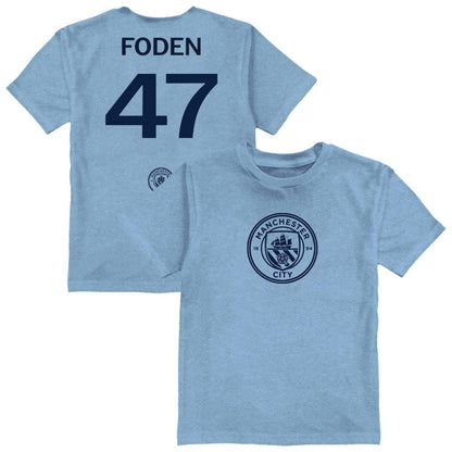 Phil Foden Manchester City Vive La Fete Youth Player Name & Number Color Badge T-Shirt - Light Blue discount