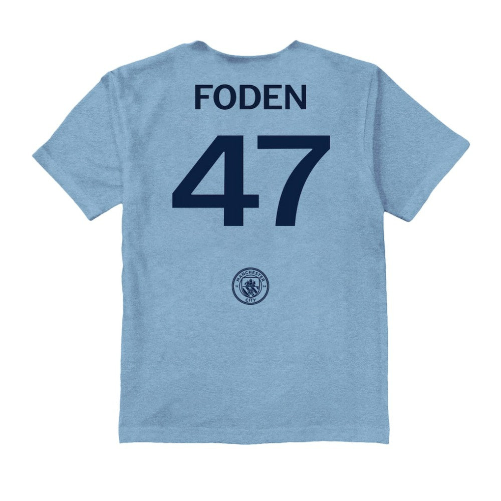 Phil Foden Manchester City Vive La Fete Youth Player Name & Number Color Badge T-Shirt - Light Blue discount