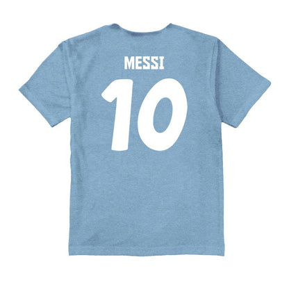 Lionel Messi Argentina National Team Vive La Fete Youth Player Name & Number Color Badge T-Shirt - Light Blue on sale