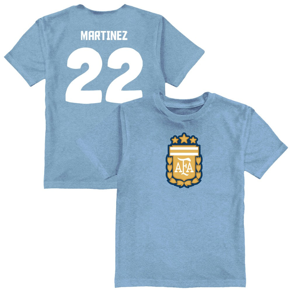 Lautaro Martinez Argentina National Team Vive La Fete Youth Player Name & Number Color Badge T-Shirt - Light Blue outlet