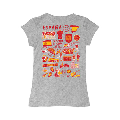 Spain National Team Vive La Fete Girls Youth Impressions Artwork Fitted T-Shirt - Gray shop