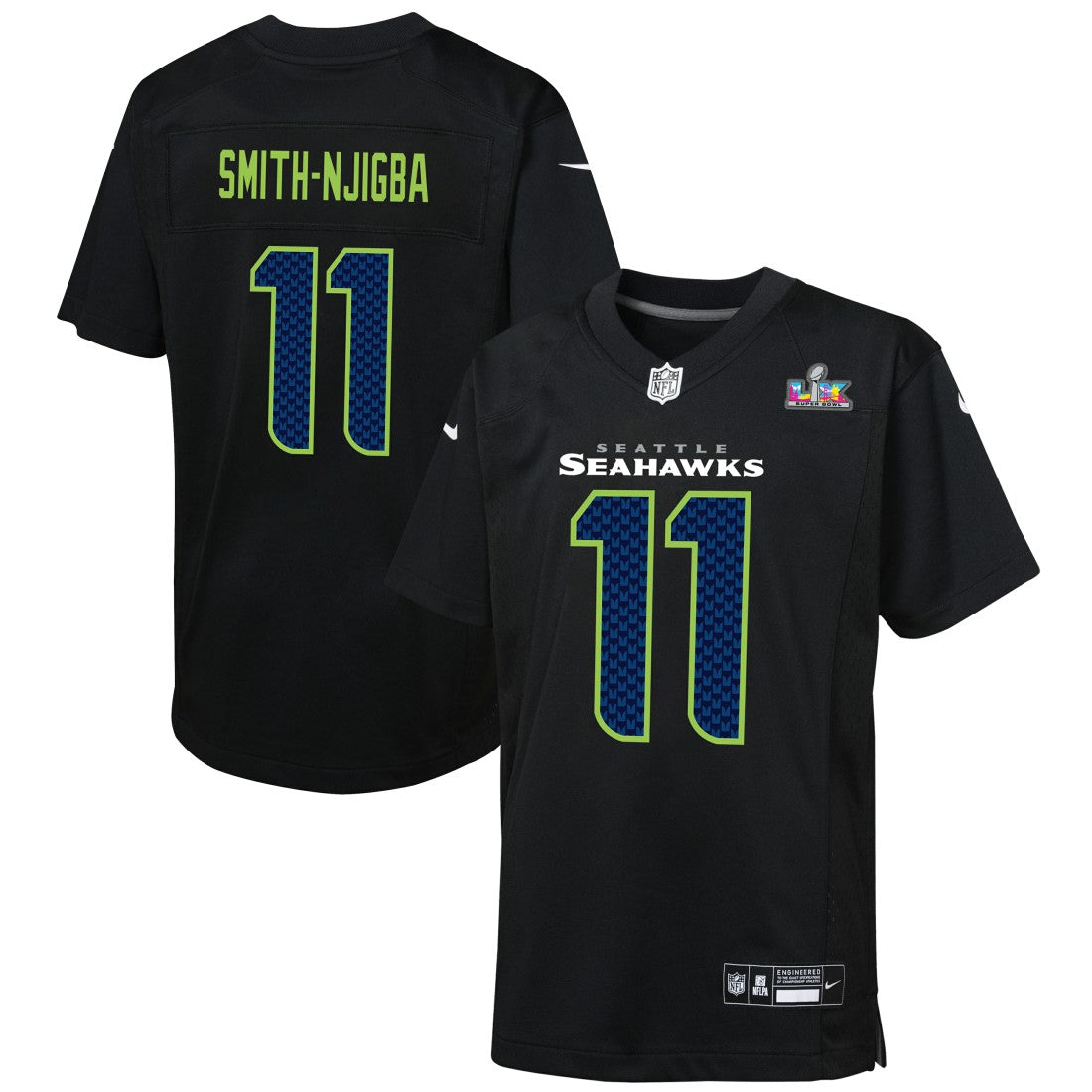 Jaxon Smith-Njigba Seattle Seahawks Youth Super Bowl LX Patch Carbon Fashion Game Jersey - Black | Nike discount