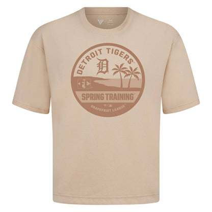 Detroit Tigers Levelwear Spring Training Badge Luxe Signature Knit T-Shirt - Khaki