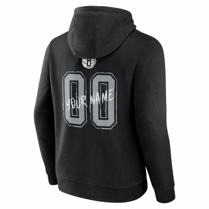 Brooklyn Nets Big & Tall Hustle Personalized Name & Number Hoodie - Black for sale