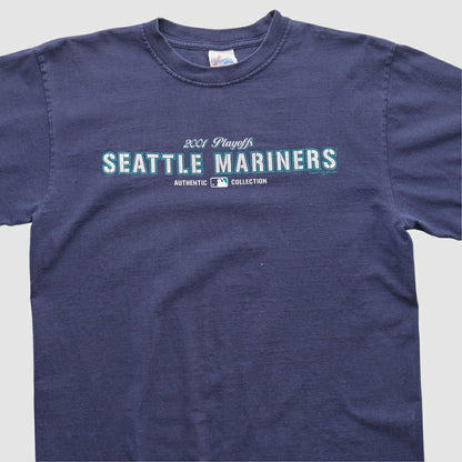 Seattle Mariners Majestic 2000s T-shirt - Navy Vintage