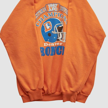 Denver Broncos Trench 1987 Pullover Sweatshirt - Orange Vintage discount