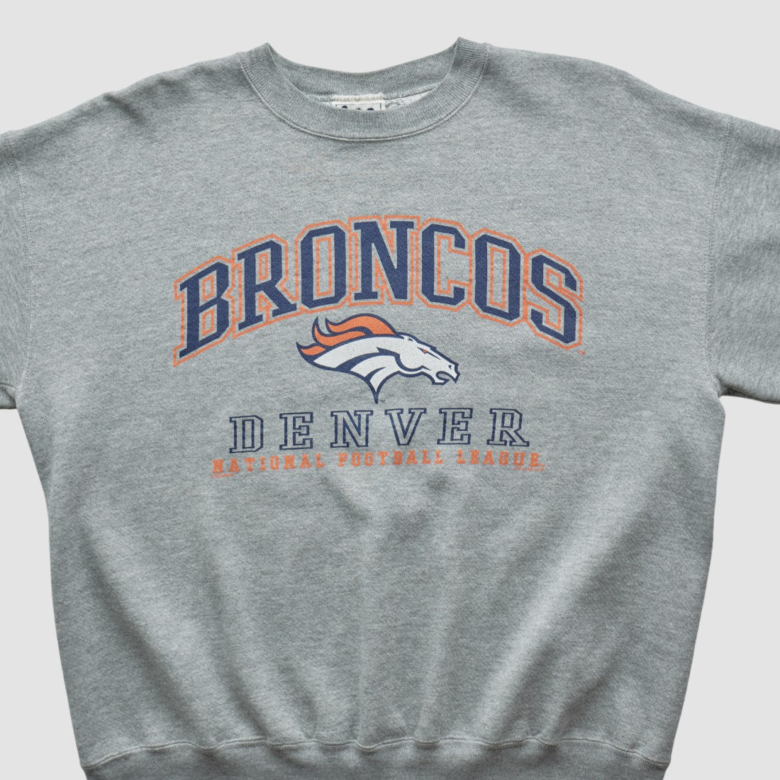 Denver Broncos Lee Sport 90s Pullover Sweatshirt - Heather Gray Vintage discount