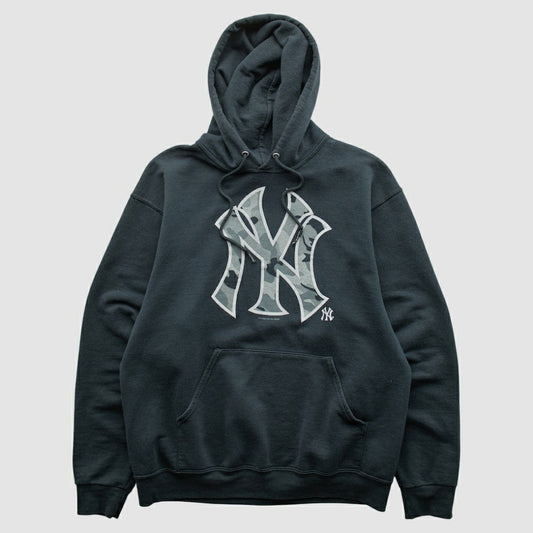 New York Yankees Genuine Merchandise 2010s Hooded Pullover Sweatshirt - Black Vintage