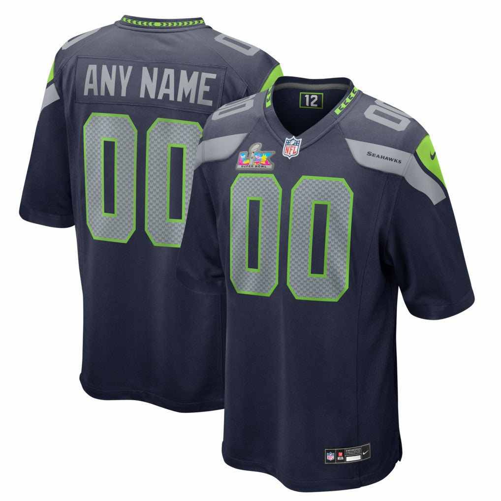 Seattle Seahawks Super Bowl LX Patch Custom Game Jersey - College Navy | Nike for sale
