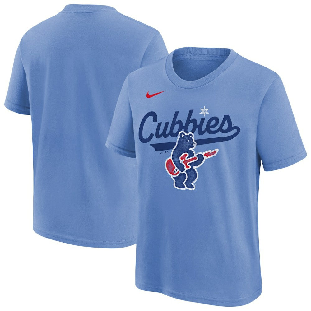 Chicago Cubs Youth Electric Bear Alternate T-Shirt - Light Blue | Nike