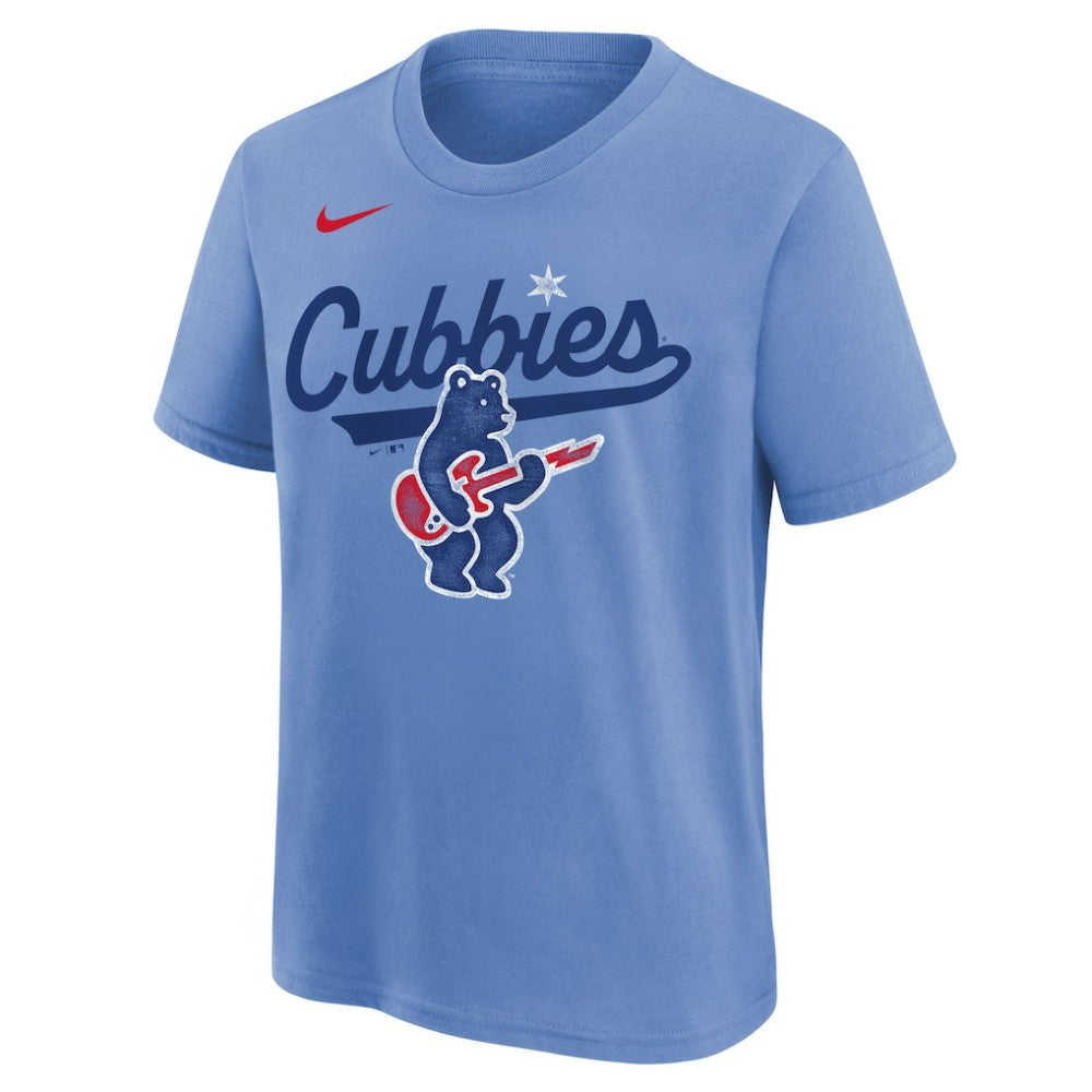 Chicago Cubs Youth Electric Bear Alternate T-Shirt - Light Blue | Nike