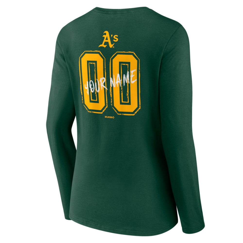 Athletics Women's Hustle Personalized Name & Number Long Sleeve V-Neck T-Shirt - Green