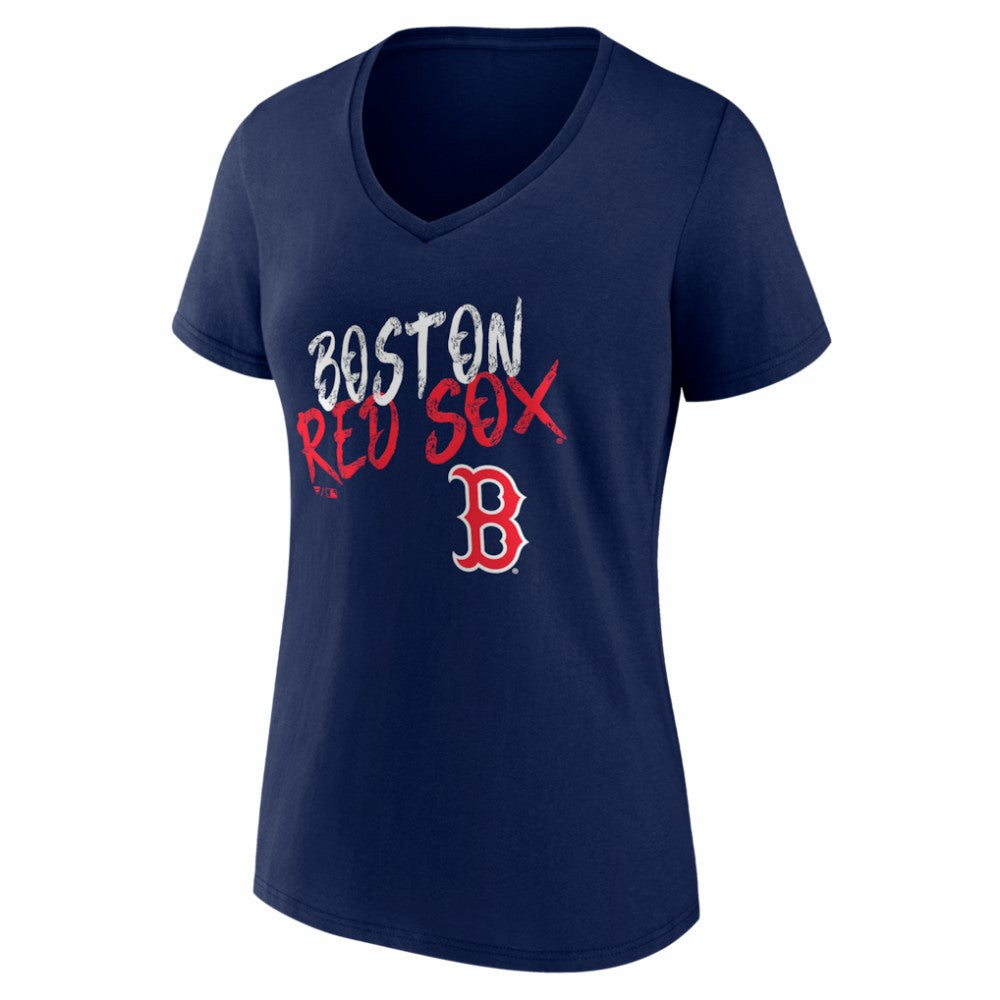 Boston Red Sox Women's Hustle Personalized Name & Number V-Neck T-Shirt - Navy