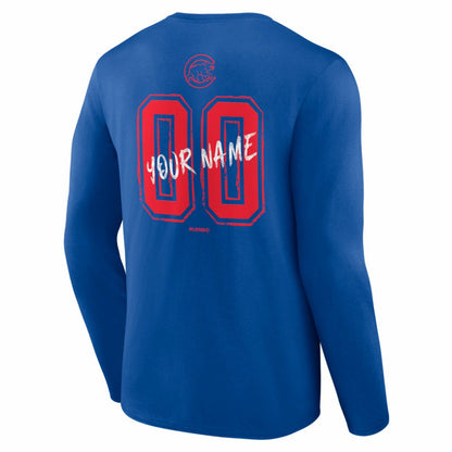 Chicago Cubs  Hustle Personalized Name & Number Long Sleeve T-Shirt - Royal