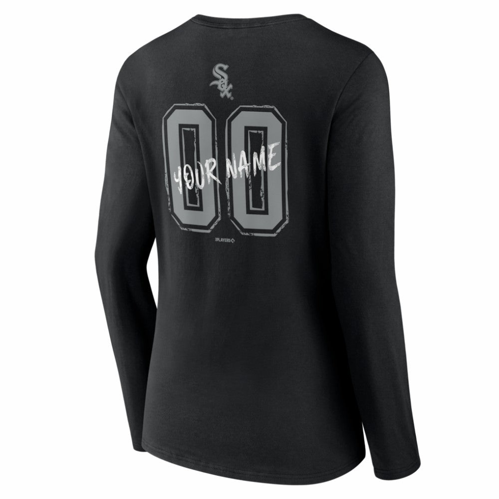 Chicago White Sox Women's Hustle Personalized Name & Number Long Sleeve V-Neck T-Shirt - Black