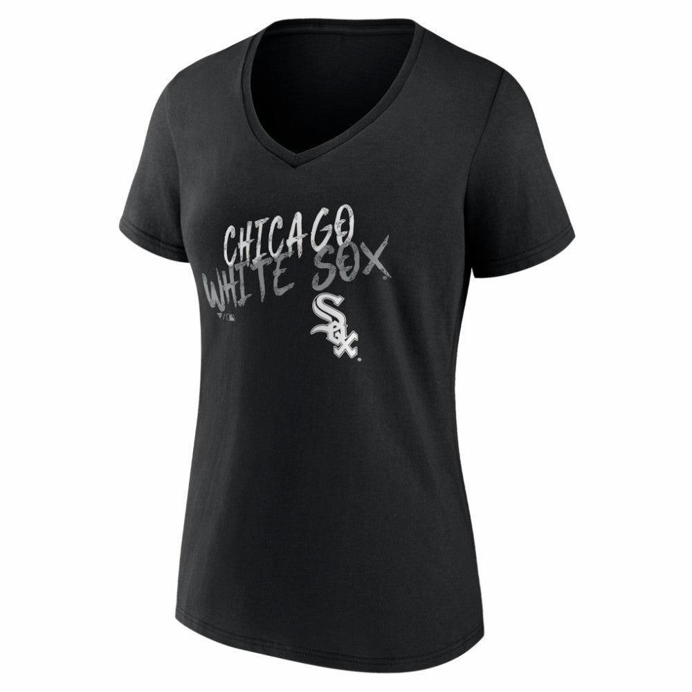 Chicago White Sox Women's Hustle Personalized Name & Number V-Neck T-Shirt - Black