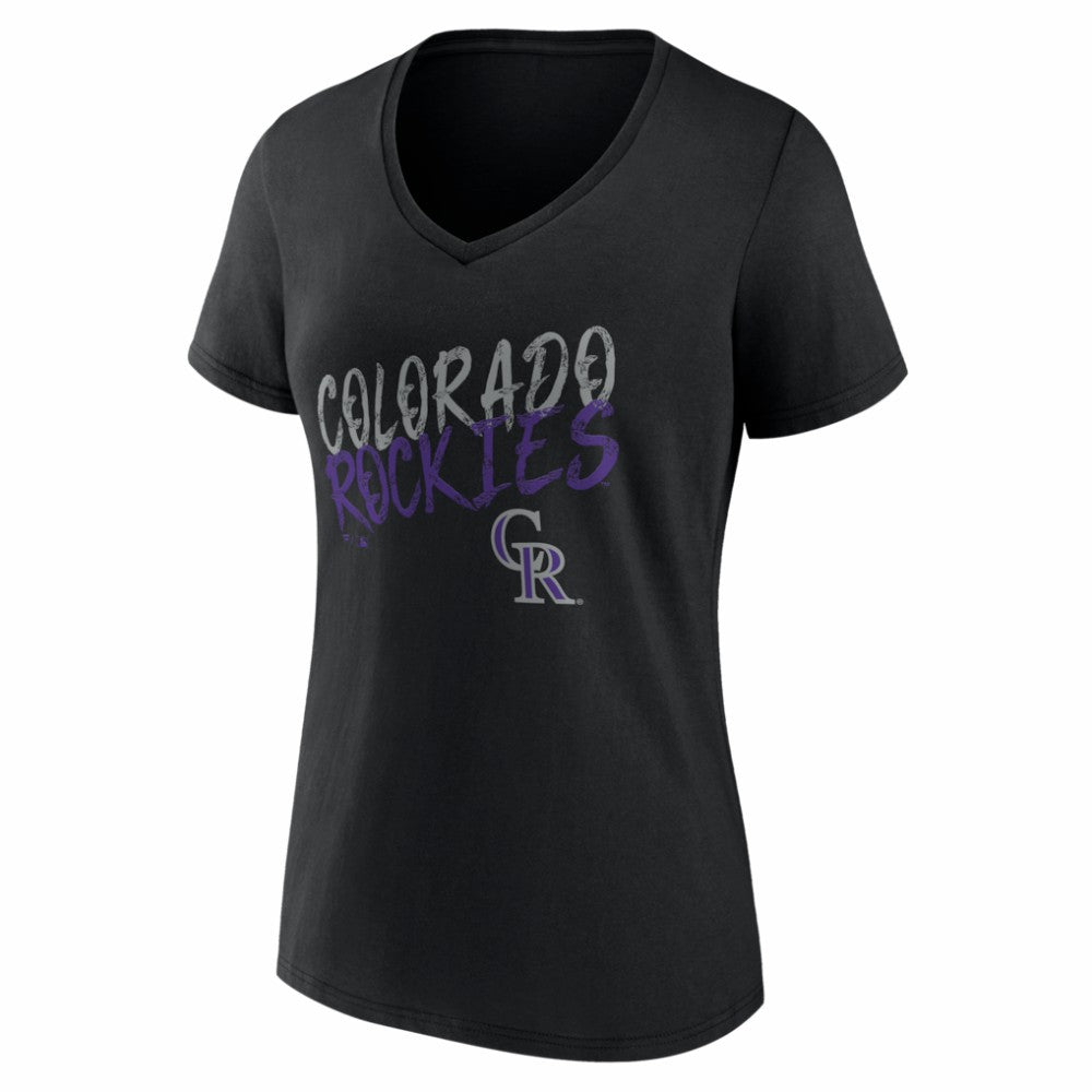 Colorado Rockies Women's Hustle Personalized Name & Number V-Neck T-Shirt - Black
