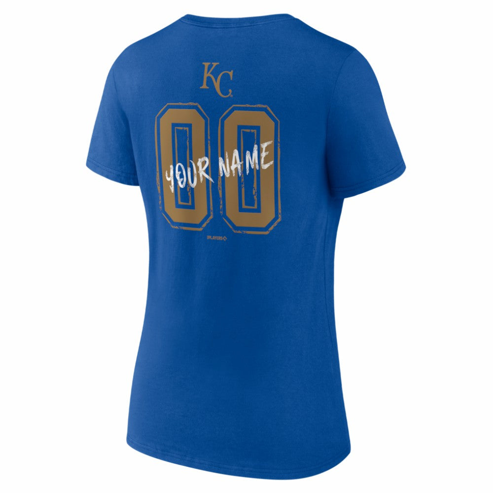 Kansas City Royals Women's Hustle Personalized Name & Number V-Neck T-Shirt - Royal