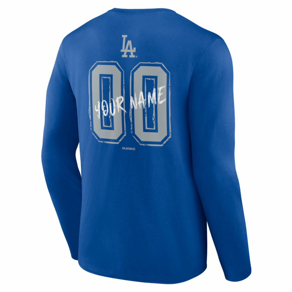 Los Angeles Dodgers  Hustle Personalized Name & Number Long Sleeve T-Shirt - Royal