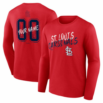 St. Louis Cardinals  Hustle Personalized Name & Number Long Sleeve T-Shirt - Red