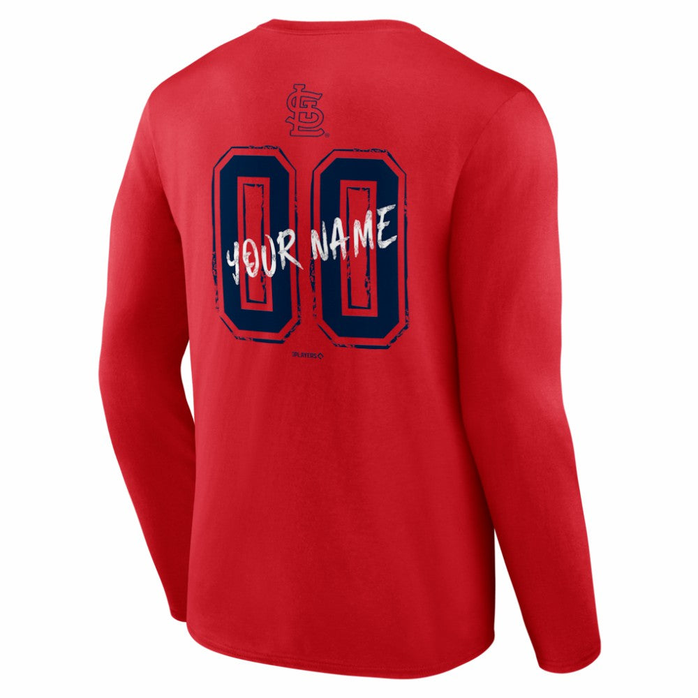 St. Louis Cardinals  Hustle Personalized Name & Number Long Sleeve T-Shirt - Red