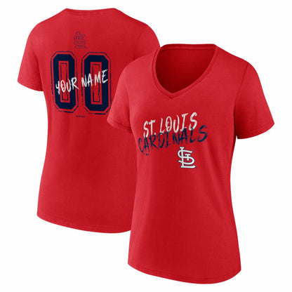 St. Louis Cardinals Women's Hustle Personalized Name & Number V-Neck T-Shirt - Red