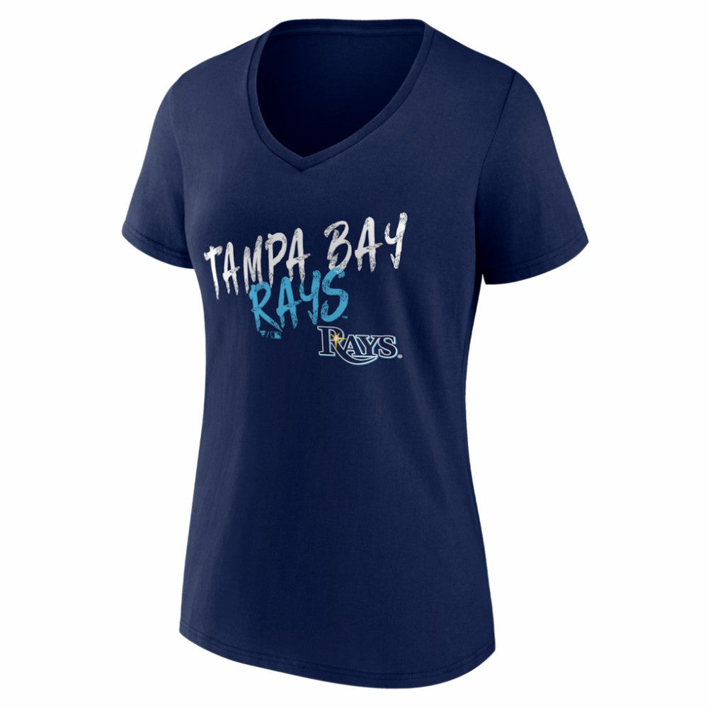 Tampa Bay Rays Women's Hustle Personalized Name & Number V-Neck T-Shirt - Navy