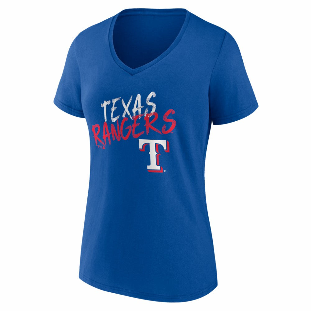 Texas Rangers Women's Hustle Personalized Name & Number V-Neck T-Shirt - Royal