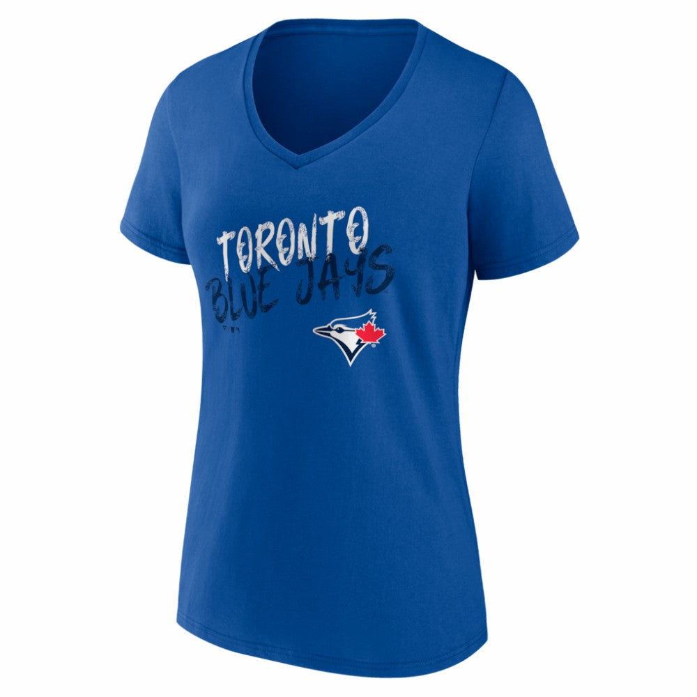 Toronto Blue Jays Women's Hustle Personalized Name & Number V-Neck T-Shirt - Royal
